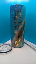 Ocean Beach Footprints Tumbler: Inspirational Quote, Epoxy Resin Coated