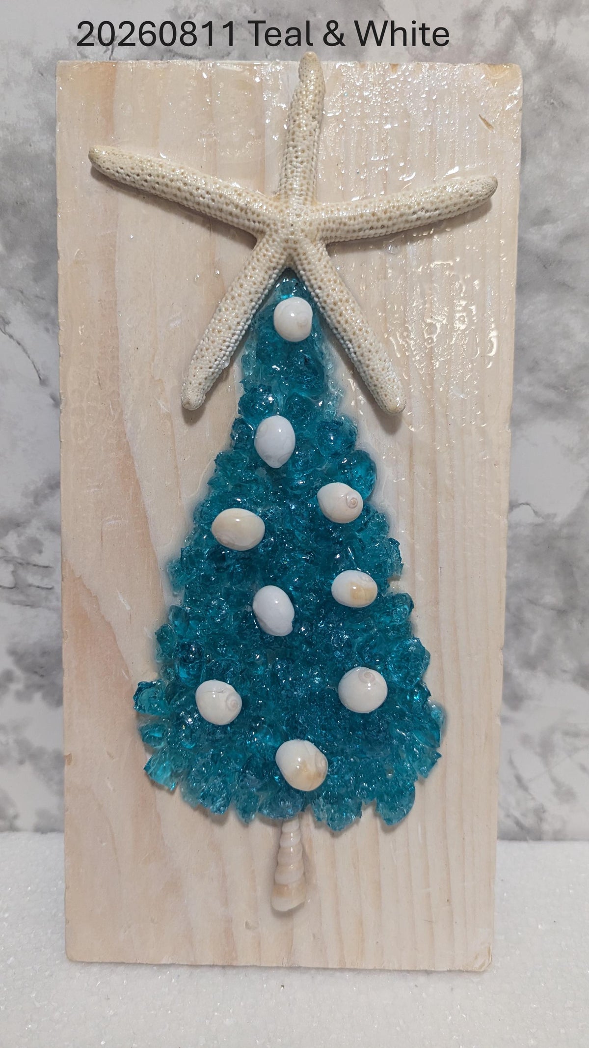 Crushed Glass Tree: Teal Blue & White