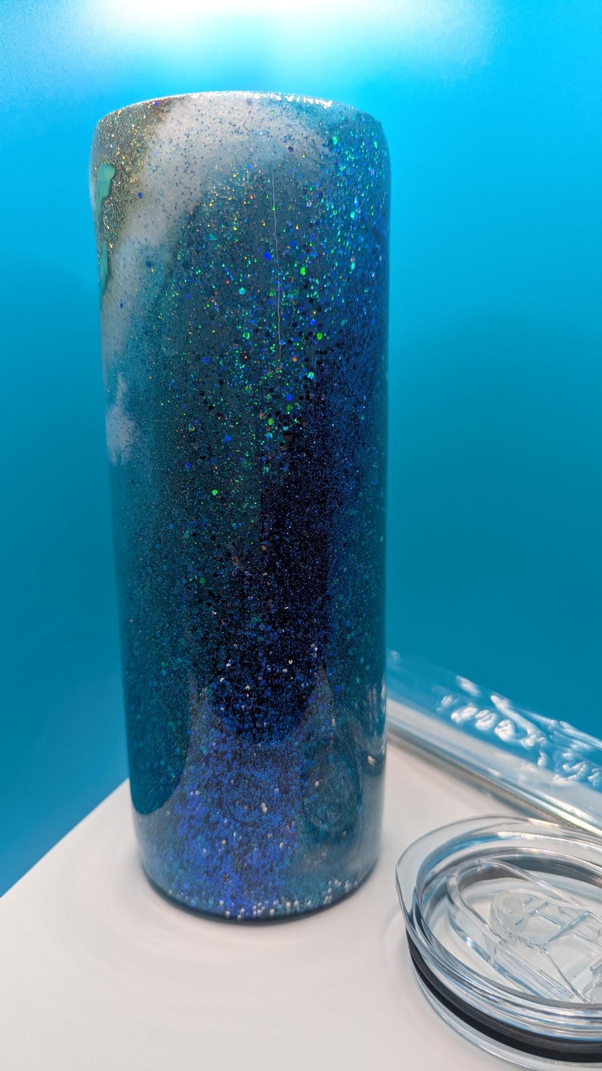 Ocean Beach Footprints Tumbler: Inspirational Quote, Epoxy Resin Coated