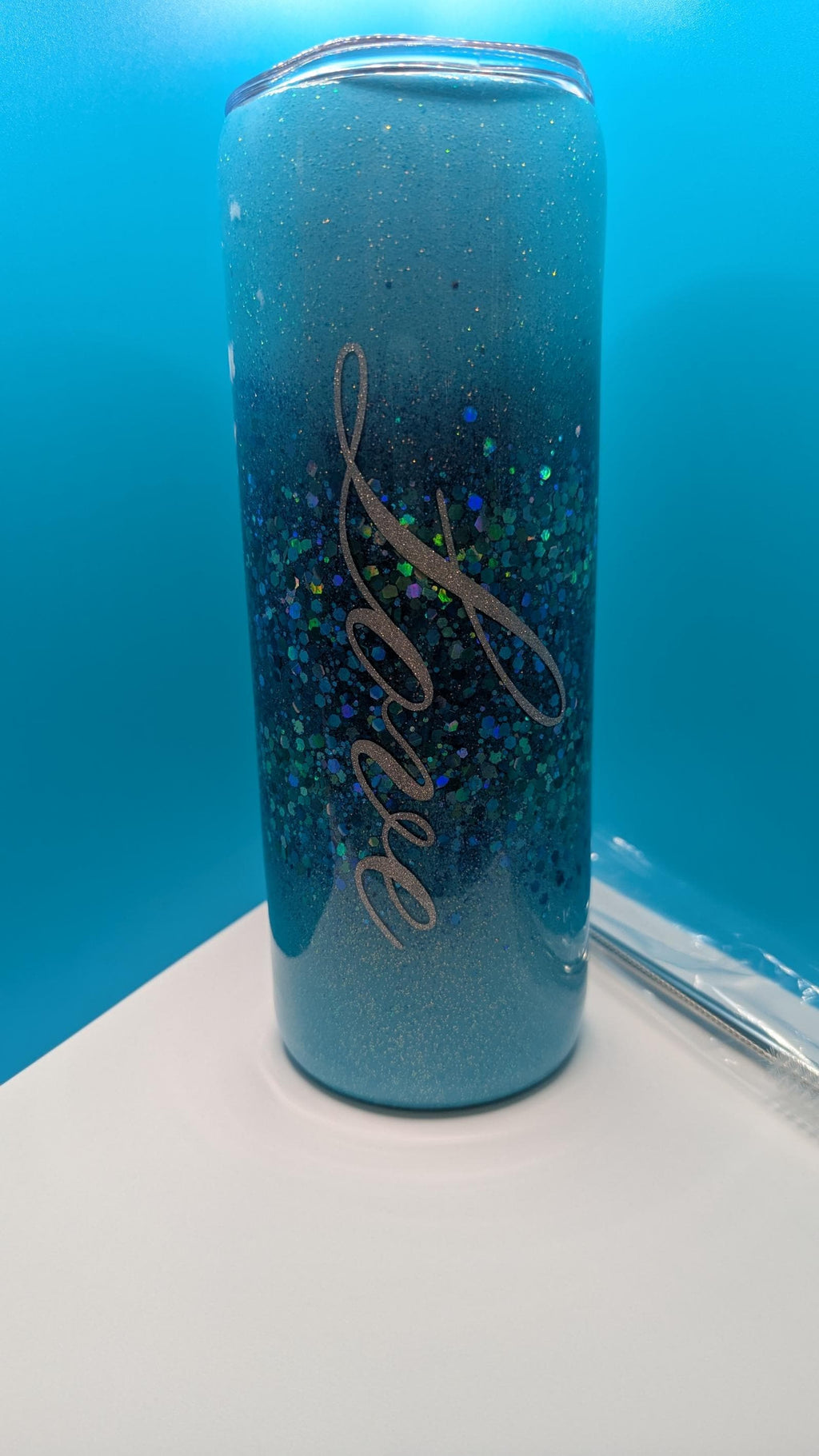 Inspirational Glitter Tumbler - Faith Hope Love