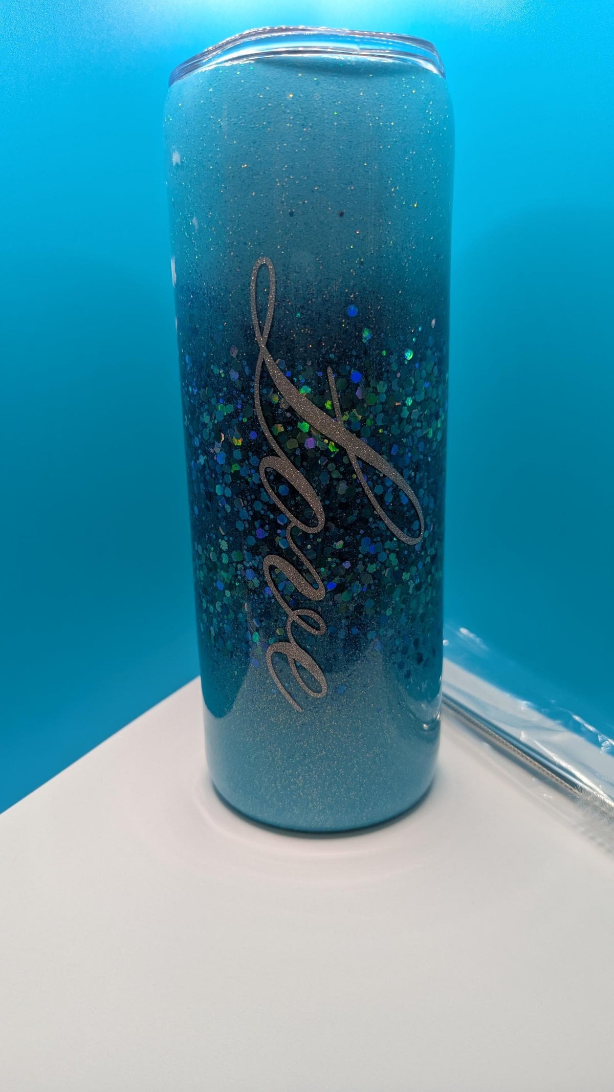 Inspirational Glitter Tumbler - Faith Hope Love